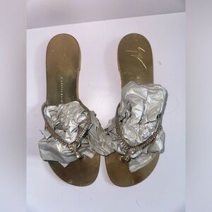 Giuseppe Zanotti Gold Thong Sandals Sz 40